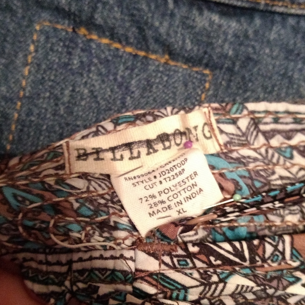 Billabong Brown & Blue Printed Strappy Dress XL - Picture 2 of 5